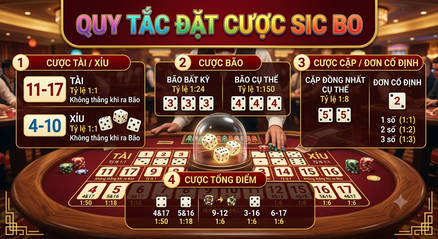 quy tắc đặt cược sic bo